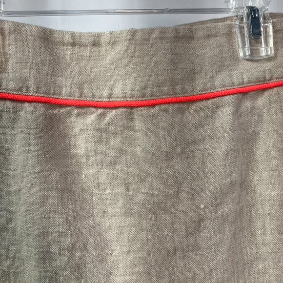 Ann Taylor Loft Linen Mini Skirt Pockets Neon Trim Y2K Womens 2 Tan Neon Boho - Picture 4 of 14